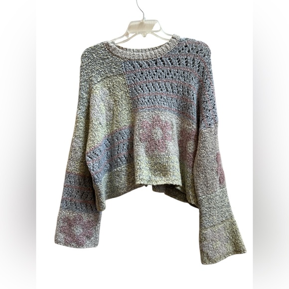 Sincerely Jules Boxy Cropped Chunky Knit Sweater Oversized Multicolor L - Picture 2 of 6